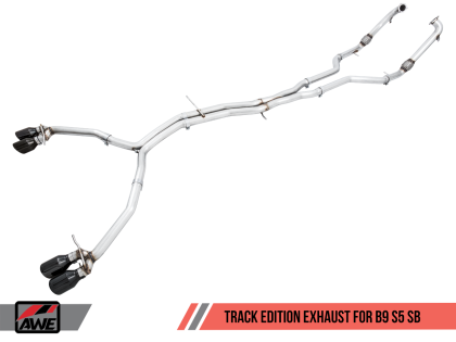 AWE Non-Resonated Track Edition Exhaust w/3.5" Black Tips 2018-24 Audi S5 Sportback