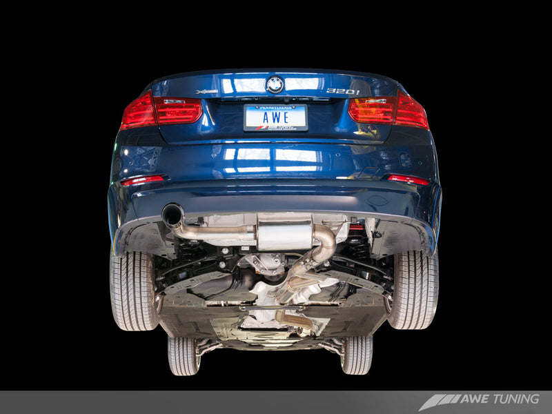 AWE Touring Exhaust & Mid Pipe w/4" Chrome Tip 2013-18 BMW 320i F30