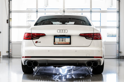 AWE Non-Resonated Track Exhaust w/4" Black Tips 2018-24 Audi S5 Sportback
