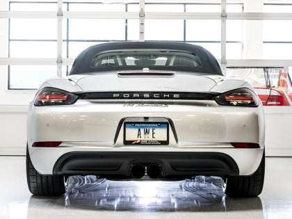AWE Track Exhaust w/4" Black Tips 2017-23 Porsche 718 Boxster/Cayman