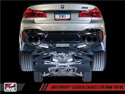 AWE SwitchPath Cat-Back Exhaust w/4" Chrome Tips 2018-23 BMW M5 F90