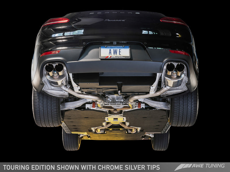 AWE Touring Exhaust w/4" Chrome Tips 2014-16 Porsche Panamera 2/4 V6