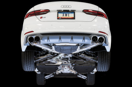 AWE Non-Resonated Track Exhaust w/4" Black Tips 2018-24 Audi S5 Sportback