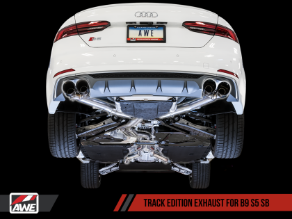 AWE Non-Resonated Track Exhaust w/3.5" Chrome Tips 2018-24 Audi S5 Sportback