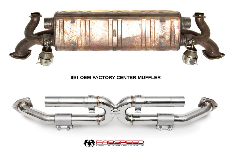 Fabspeed Center Muffler Bypass X-Pipe 2012-16 Porsche 911 Carrera 991