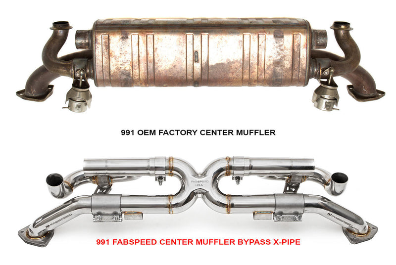 Fabspeed Valvetronic Center Muffler Bypass X-Pipe 2012-16 Porsche 911 Carrera 991