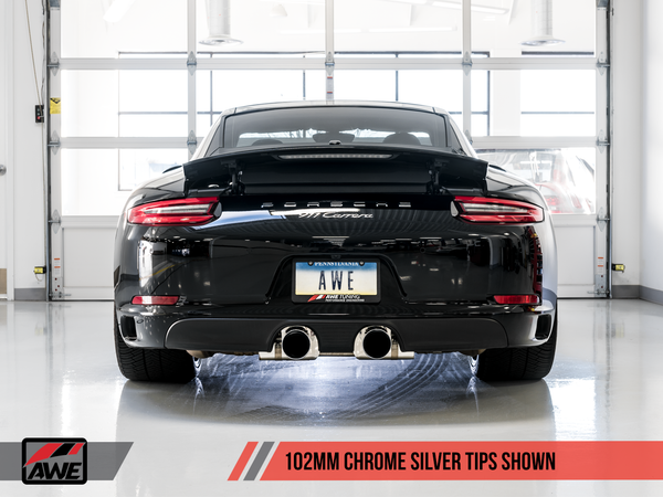 AWE SwitchPath Exhaust w/4" Chrome Tips 2017-19 Porsche 911 Carrera/S (w/PSE) 991.2
