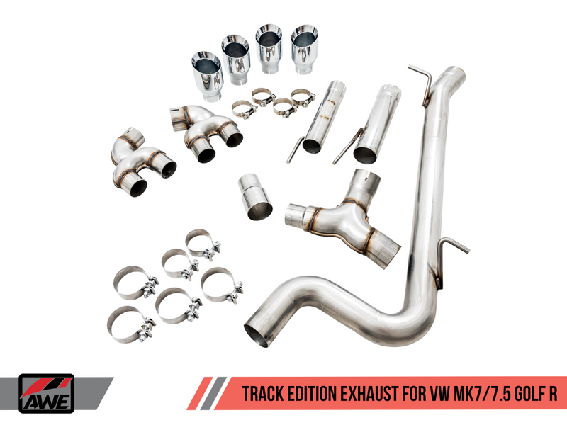 AWE Track Exhaust w/4" Chrome Tips 2015-17 Volkswagen Golf R Mk7