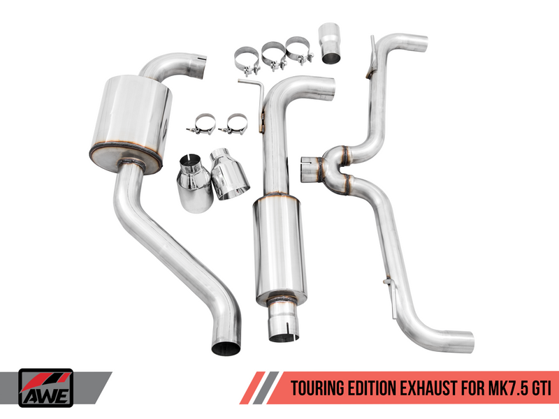 AWE Touring Exhaust w/4"Chrome Tips 2018-21 Volkswagen GTI MK7.5 2.0T