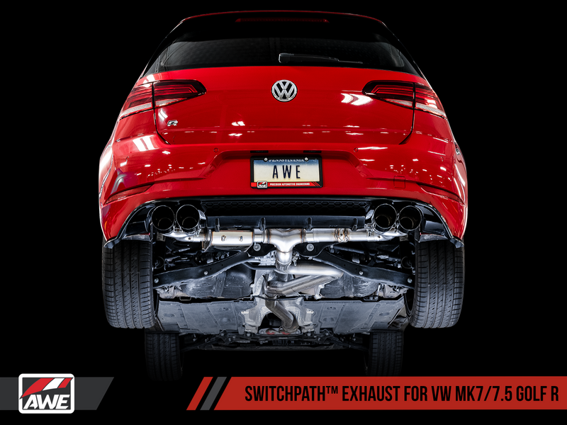 AWE SwitchPath Exhaust w/4" Black Tips 2018-19 Volkswagen Golf R Mk7.5