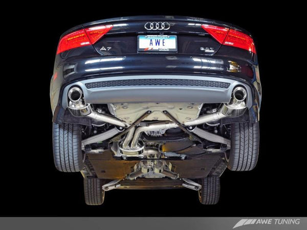 AWE Tuning Audi C7 A7 3.0T Touring Edition Exhaust - Dual Outlet Diamond Black Tips - MGC Suspensions