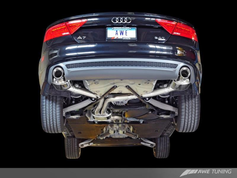 AWE Tuning Audi C7 A7 3.0T Touring Edition Exhaust - Dual Outlet Diamond Black Tips - MGC Suspensions
