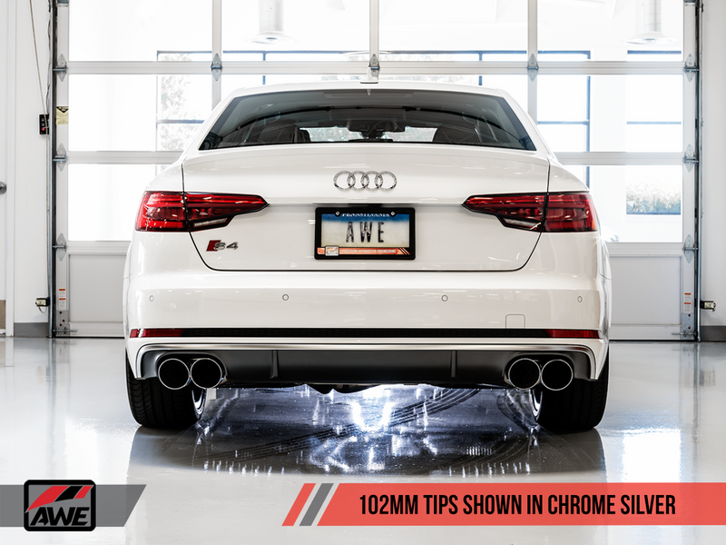 AWE Tuning 2018-20 Audi S4 (B9) Track Edition Exhaust System with 102mm Chrome Silver Tips (Non-Resonated Downpipes)-MGC Suspensions