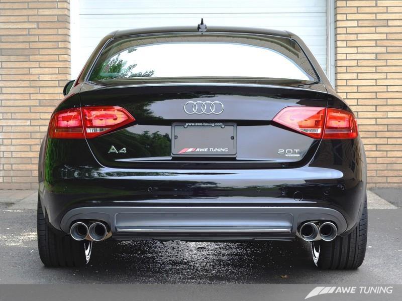 AWE Tuning Audi B8 A4 Touring Edition Exhaust - Quad Tip Polished Silver Tips - MGC Suspensions