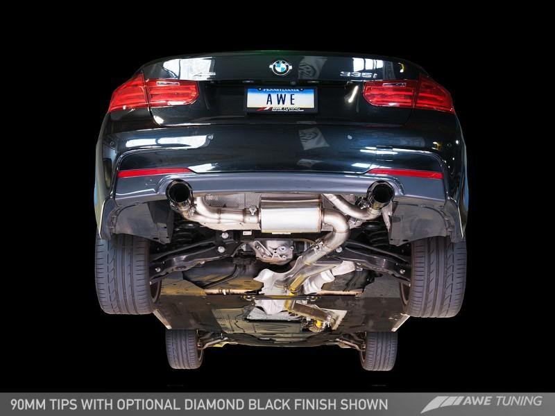 AWE Tuning BMW F3X 335i/435i Touring Edition Axle-Back Exhaust - Diamond Black Tips (90mm) - MGC Suspensions