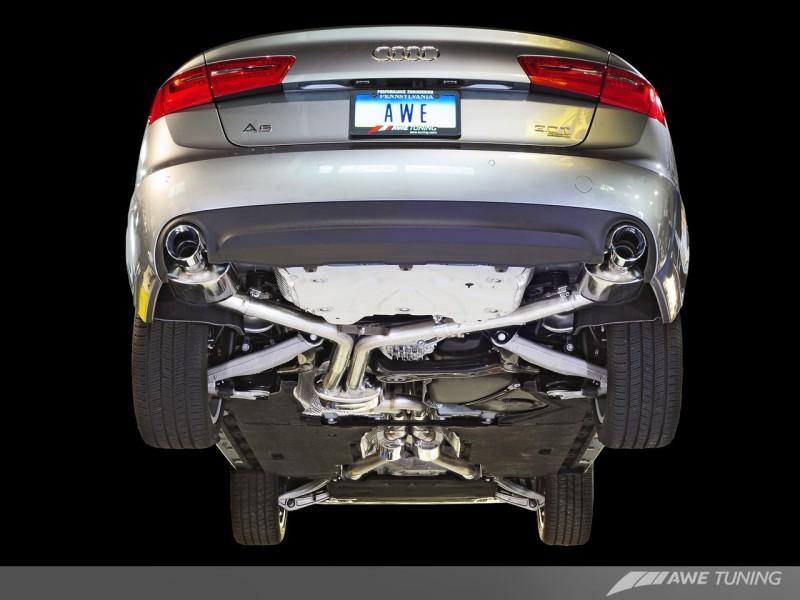 AWE Tuning Audi C7 A6 3.0T Touring Edition Exhaust - Dual Outlet Diamond Black Tips - MGC Suspensions