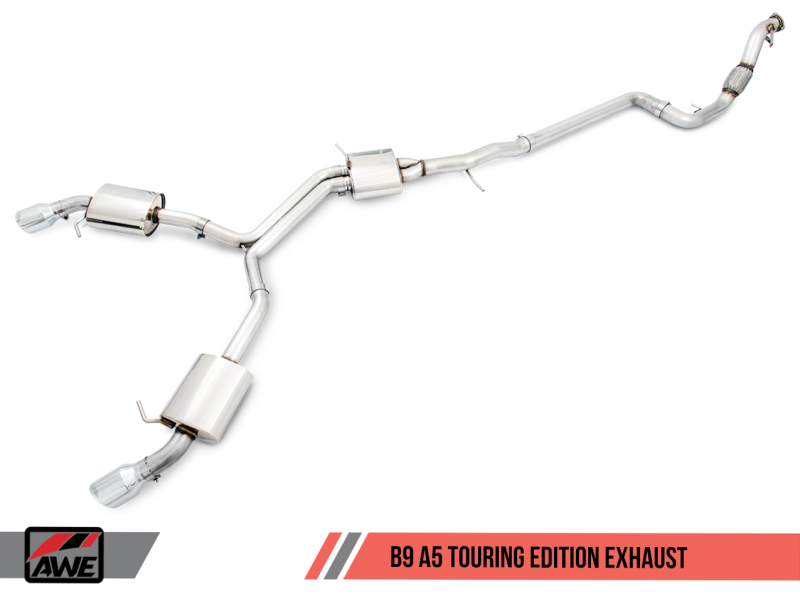 AWE Tuning Audi B9 A5 Touring Edition Exhaust Dual Outlet - Diamond Black Tips (Includes DP) - MGC Suspensions
