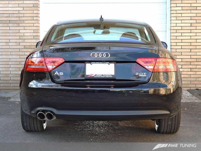 AWE Tuning Audi B8 A5 2.0T Touring Edition Single Outlet Exhaust - Polished Silver Tips - MGC Suspensions