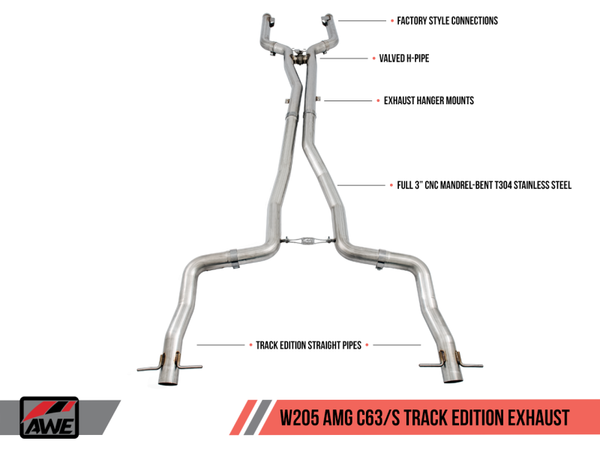 AWE Tuning Mercedes-Benz W205 AMG C63/S Sedan Track Edition Exhaust System (no tips) - MGC Suspensions