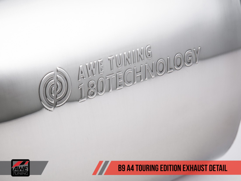 AWE Tuning Audi B9 A4 Touring Edition Exhaust Dual Outlet - Chrome Silver Tips (Includes DP) - MGC Suspensions