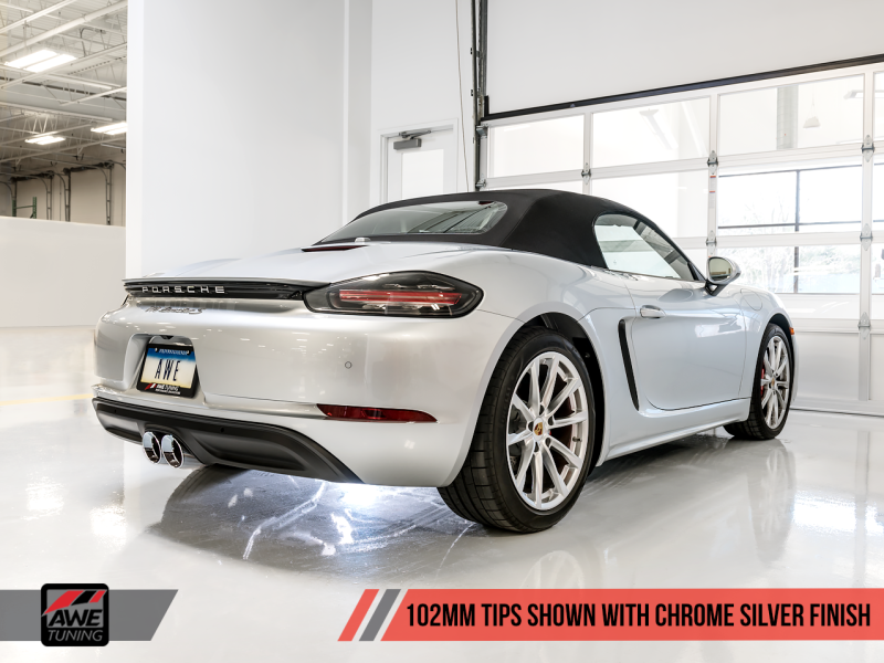 AWE Tuning Porsche 718 Boxster / Cayman SwitchPath Exhaust (PSE Only) - Chrome Silver Tips - MGC Suspensions