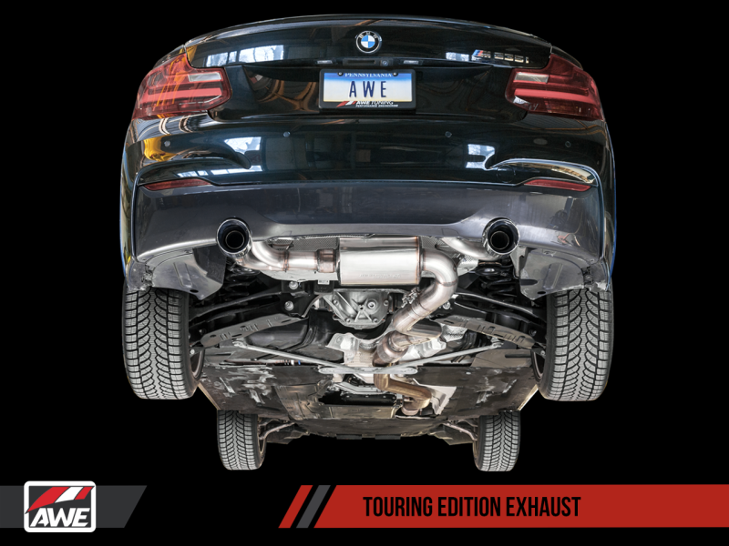 AWE Tuning BMW F22 M235i / M240i Touring Edition Axle-Back Exhaust - Chrome Silver Tips (102mm) - MGC Suspensions