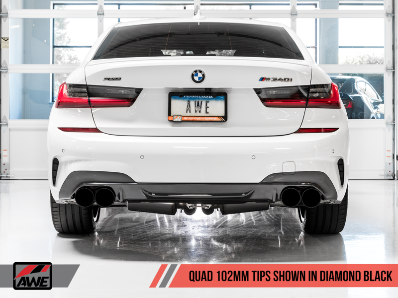 AWE Tuning 2019+ BMW M340i (G20) Track Edition Exhaust - Quad Diamond Black Tips - MGC Suspensions