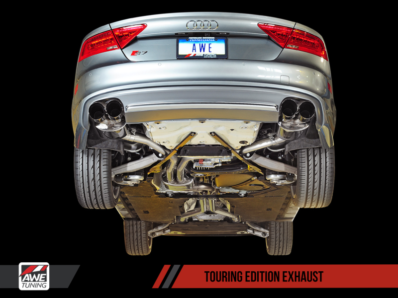 AWE Tuning Audi C7 / C7.5 S7 4.0T Touring Edition Exhaust - Polished Silver Tips - MGC Suspensions