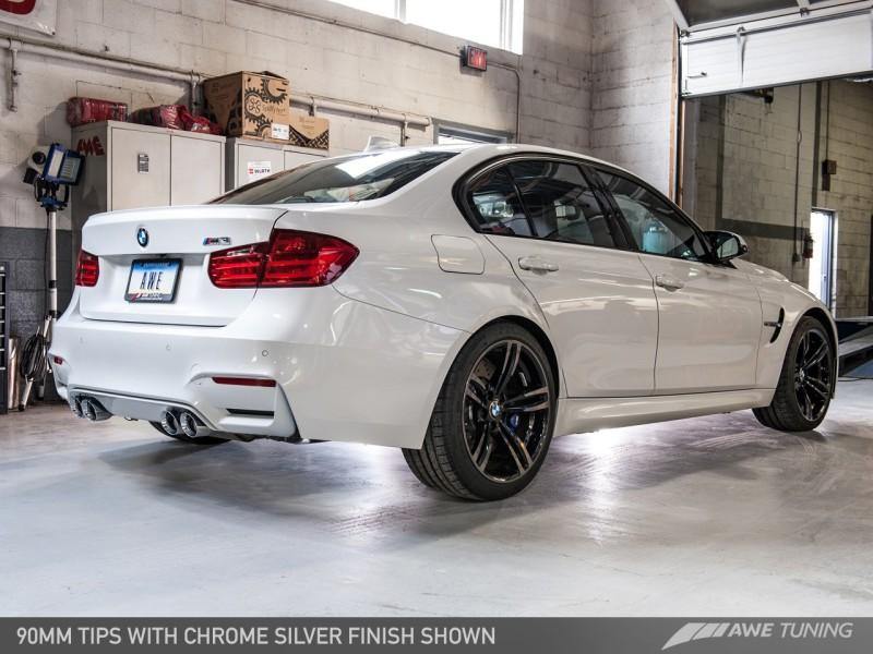 AWE Tuning BMW F8X M3/M4 Non Resonated SwitchPath Exhaust - Chrome Silver Tips (90mm) - MGC Suspensions