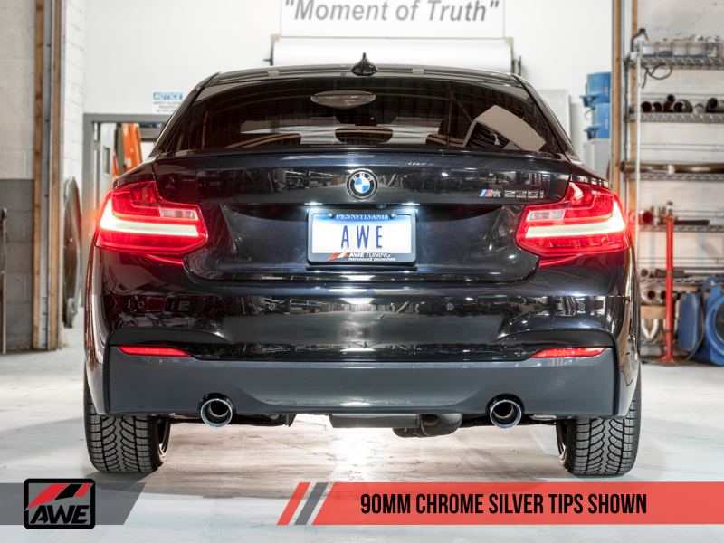 AWE Tuning BMW F22 M235i / M240i Touring Edition Axle-Back Exhaust - Chrome Silver Tips (102mm) - MGC Suspensions