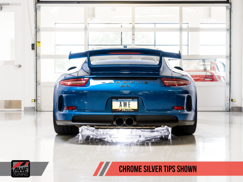 AWE Tuning Porsche 991 GT3 / RS Center Muffler Delete - Chrome Silver Tips - MGC Suspensions