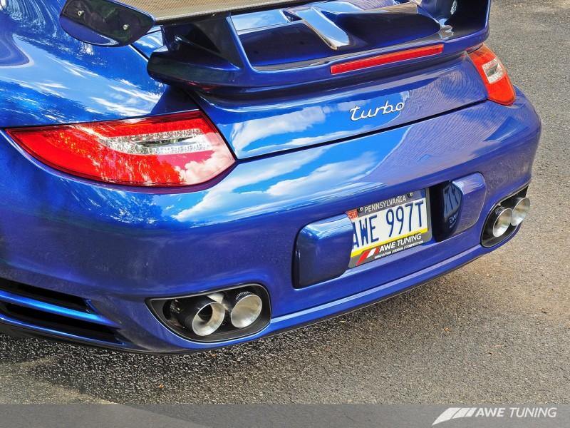 AWE Tuning Porsche 997.2TT Performance Exhaust Solution - Polished Silver Quad Tips - MGC Suspensions