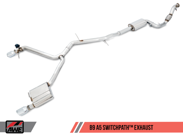 AWE Tuning Audi B9 A5 SwitchPath Exhaust Dual Outlet - Diamond Black Tips (Includes DP and Remote) - MGC Suspensions