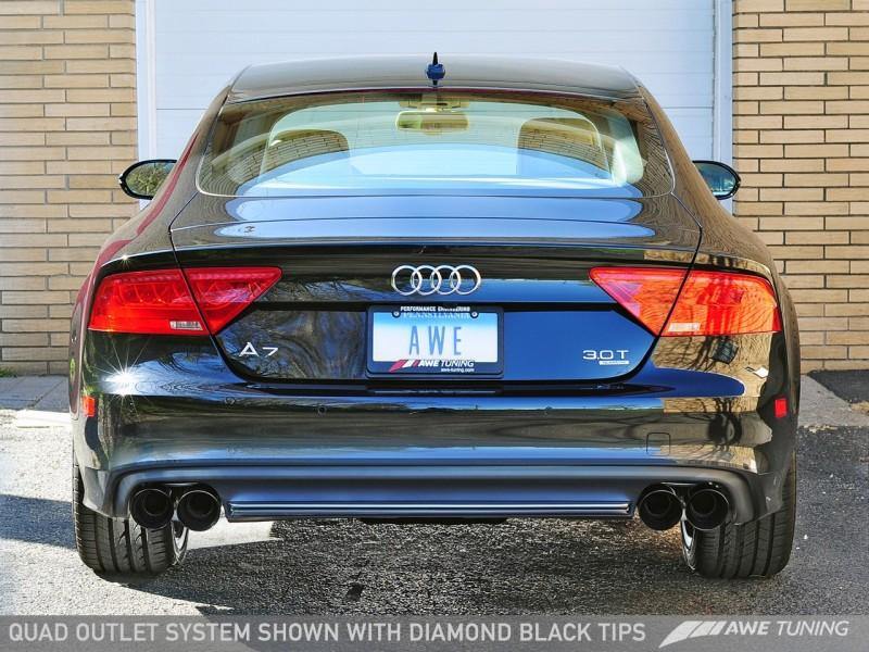 AWE Tuning Audi C7 A7 3.0T Touring Edition Exhaust - Quad Outlet Diamond Black Tips - MGC Suspensions