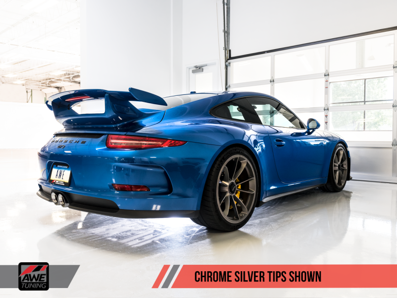 AWE Tuning Porsche 991 GT3 / RS Center Muffler Delete - Chrome Silver Tips - MGC Suspensions