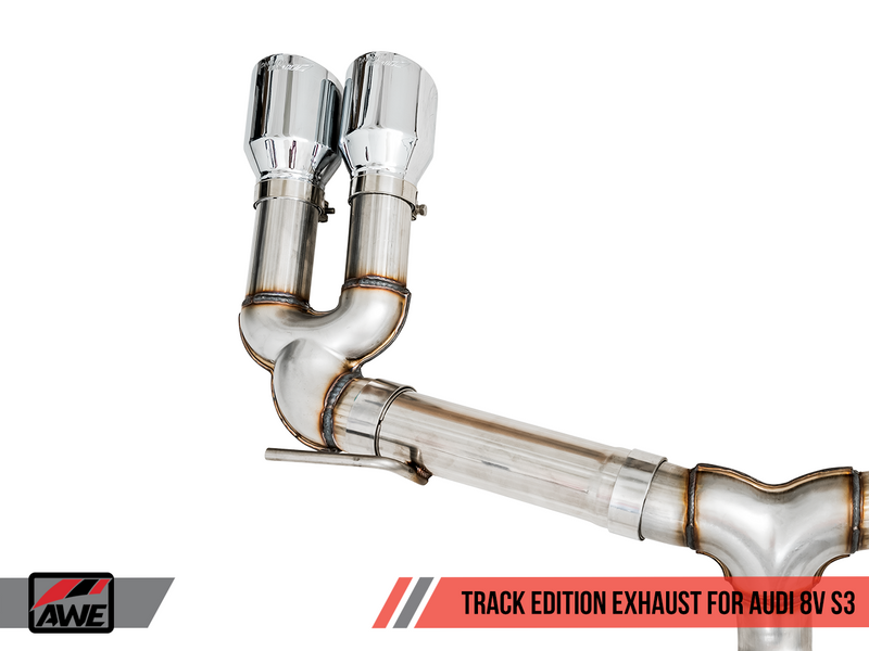 AWE Tuning 2015-20 Audi S3 (8V) Track Edition Exhaust with 102mm Chrome Silver Tips-MGC Suspensions
