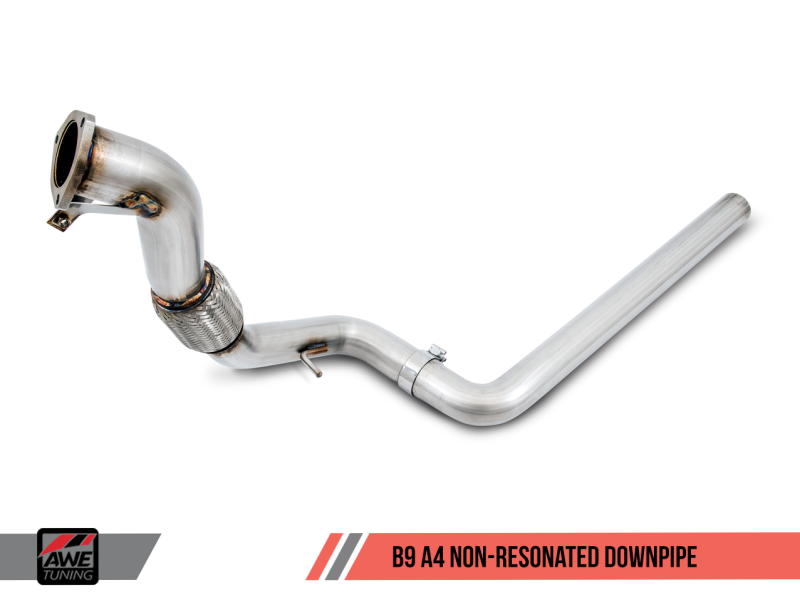 AWE Tuning Audi B9 A4 Touring Edition Exhaust Dual Outlet - Chrome Silver Tips (Includes DP) - MGC Suspensions