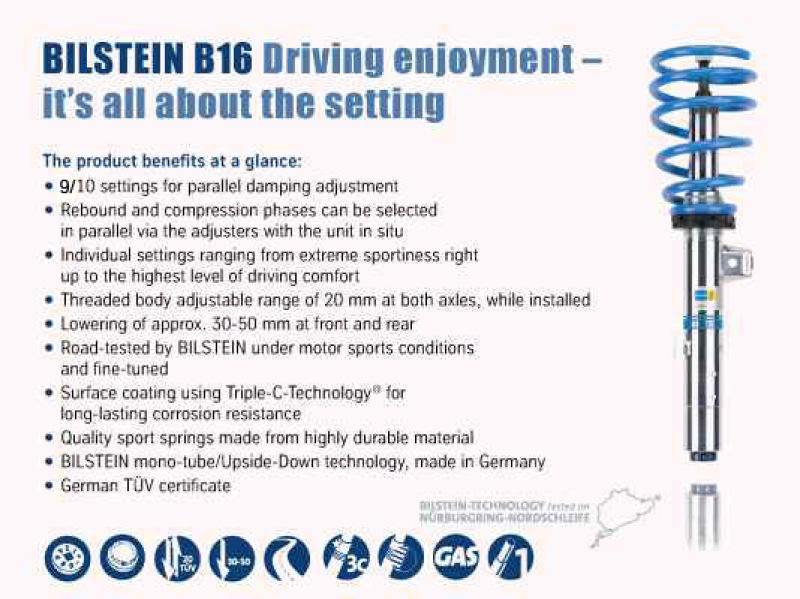 Bilstein B16 (PSS10) Front & Rear Performance Suspension System 15+ Audi A3 / VW Golf ALL - MGC Suspensions