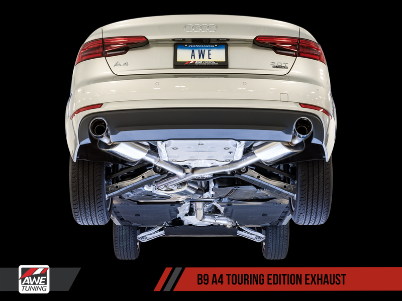 AWE Tuning 2017-18 Audi A4 Quattro (B9) Touring Edition Exhaust System with Diamond Black Tips (Includes Downpipe)-MGC Suspensions