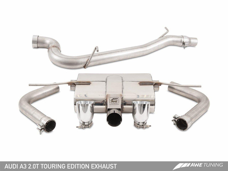 AWE Tuning 2015-18 Audi A3 (8V) Touring Edition Exhaust with Dual 90mm Chrome Silver Tips-MGC Suspensions
