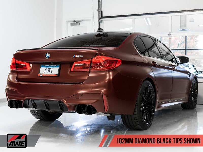 AWE Tuning 2018-19 BMW M5 (F90) 4.4T AWD Track Edition Cat-Back Exhaust System with Diamond Black Tips.-MGC Suspensions