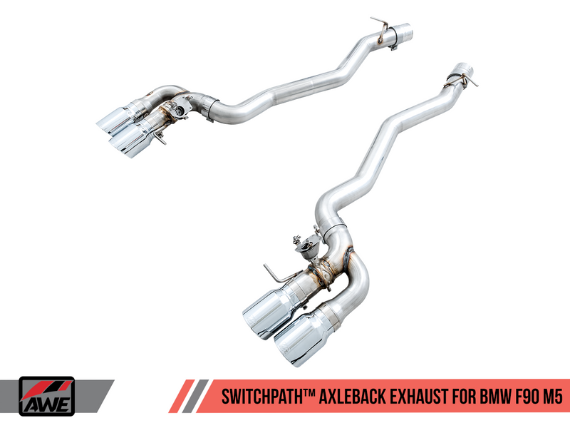 AWE Tuning 2018-19 BMW M5 (F90) 4.4T AWD SwitchPath Axle-Back Exhaust System with Diamond Black Tips.-MGC Suspensions