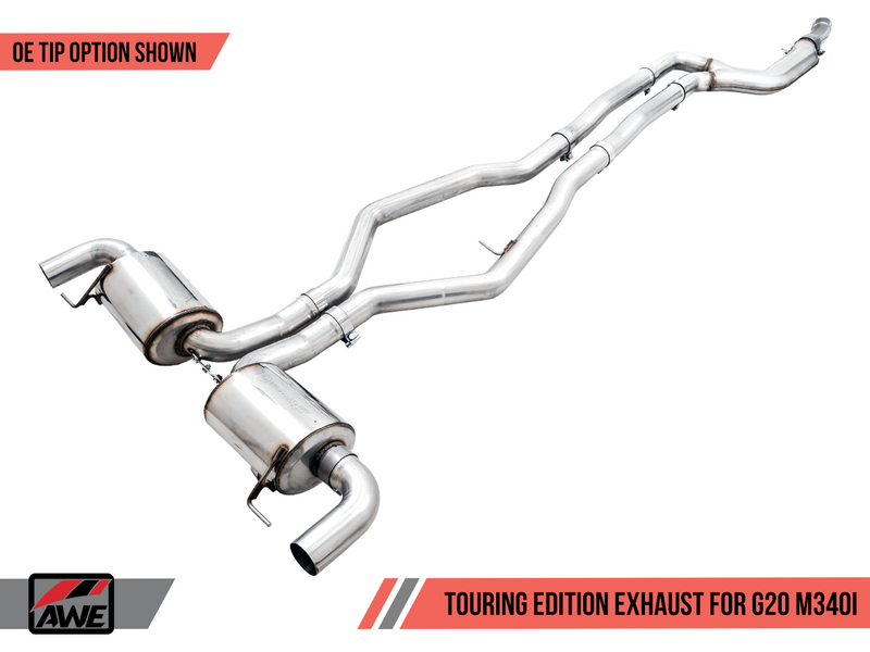 AWE Tuning 2019+ BMW M340i (G20) Non-Resonated Touring Edition Exhaust System with Quad Diamond Black Tips-MGC Suspensions