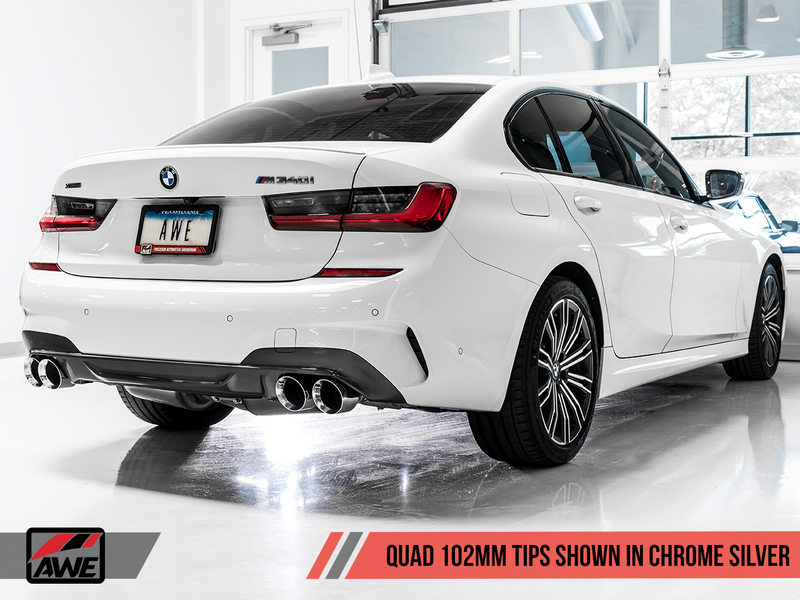 AWE Tuning 2019+ BMW M340i (G20) Non-Resonated Touring Edition Exhaust System with Quad Chrome Silver Tips.-MGC Suspensions