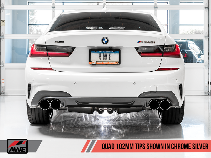 AWE Tuning 2019+ BMW M340i (G20) Track Edition Exhaust with Quad Chrome Silver Tips-MGC Suspensions