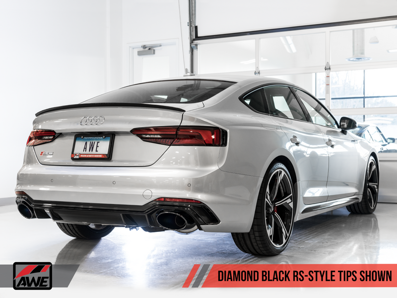 AWE Tuning 2019 Audi RS5 Sportback B9 Track Edition Exhaust System with Diamond Black Tips (Resonated for Performance Catalyst)-MGC Suspensions