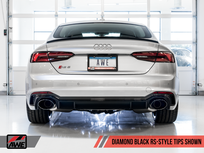AWE Tuning 2019 Audi RS5 Sportback B9 Touring Edition Exhaust System with Diamond Black RS Style Tips. (Resonated for Performance Catalyst)-MGC Suspensions