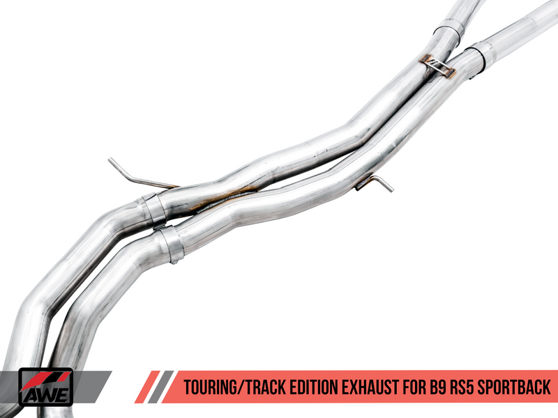 AWE Tuning 2019 Audi RS5 Sportback B9 Track Edition Exhaust System with Diamond Black Tips (Resonated for Performance Catalyst)-MGC Suspensions
