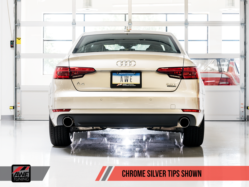 AWE Tuning 2017-18 Audi A4 Quattro (B9) Track Edition Exhaust with Chrome Silver Tips (Includes Downpipe)-MGC Suspensions
