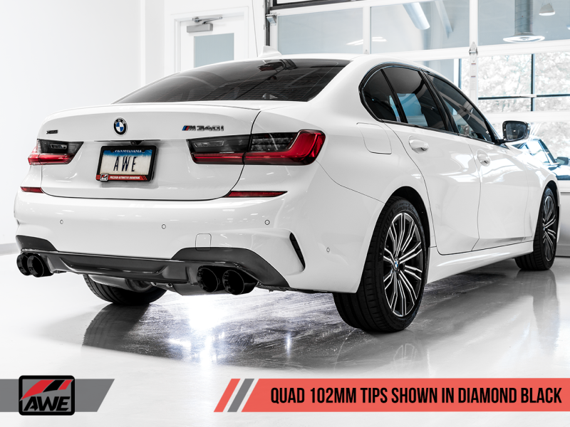 AWE Tuning 2019+ BMW M340i (G20) Non-Resonated Touring Edition Exhaust - Quad Diamond Black Tips - MGC Suspensions